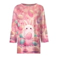 thumbnail image 6 of Easter Shirts for Women 3/4 Length Sleeve Funny Bunny Print T-Shirts Crew Neck Trendy Dressy Tunic Tops Holiday Outfits Soft Shirts, #01 Beige, XXL, 6 of 7