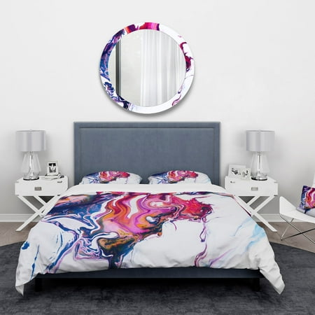 Bedding Sets Modern DESIGN ART Designart 'Purple, Pink and Blue Hand Painted Marble Composition' Mid-Century Modern Bedding Set - Duvet Cover & Shams ()