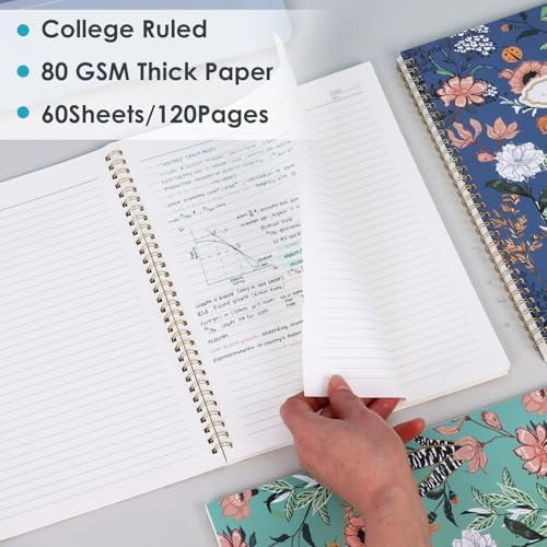 Quivanta 3 Pack Spiral Notebook Journal for Women College Ruled Notebook 120 Pages A4 Aesthetic Journaling Notebooks for Work School Office Home, 8.5 x 11 Inches Notebooks for Valentine Gifts