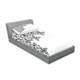 thumbnail image 2 of Ambesonne Abstract Fitted Sheet & Pillow Sham Set, Floral Vignette Design, Twinxl, Black and White, 2 of 2