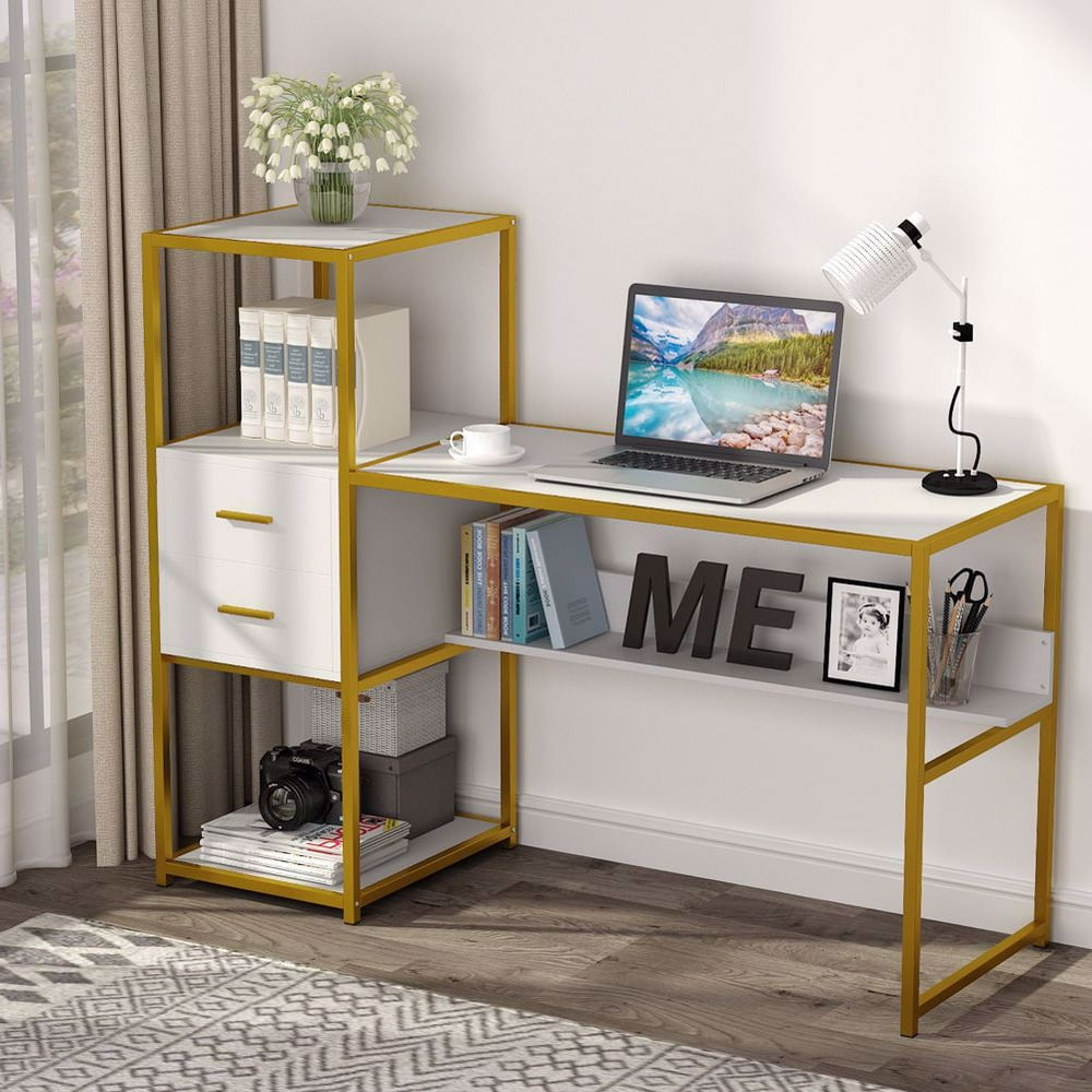 Tribesigns Computer Desk with 4 Storage Shelves, Modern Office Desk