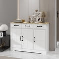 thumbnail image 2 of Farmhouse Storage Cabinet with 3 Doors and 3 Drawers, Storage Sideboard with Adjustable Shelves, White, 2 of 8