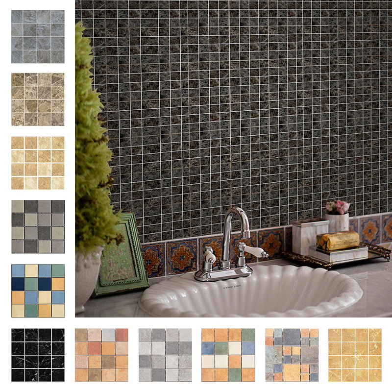10pcs Self Adhesive 3D ​Wall Stickers Mosaic Tile Sticker Bathroom Kitchen 14CA 