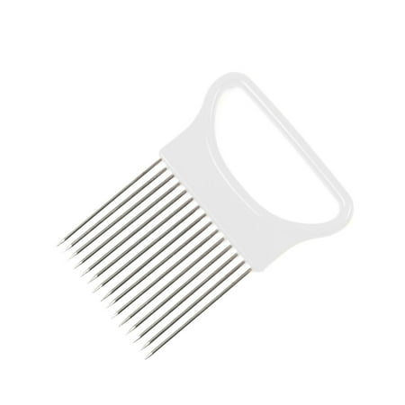 

Guardung Onion Holder Slicer Hold Chopping Tomato Potato Vegetable Steel Tool Aid White 1pcs