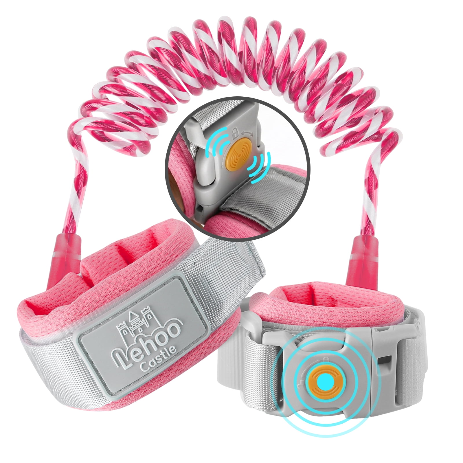 Toddler Leash, Upgraded Anti Lost Wrist Link, Kid Harness with Induction Lock (Pink)