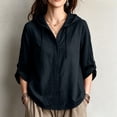 thumbnail image 6 of Ynynloco Womens 100%Cotton Tops 3/4 Sleeve Lightweight Drawstring Hoodies Button V Neck Casual Blouses Shirts, 6 of 9