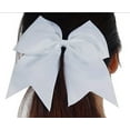thumbnail image 4 of Glitter Cheer Bows - Cheerleading Softball Gifts for Girls and Women Team Bow with Ponytail Holder Complete your Cheerleader Outfit Uniform Strong Hair Ties Bands Elastics by (1) (Blue), 4 of 4