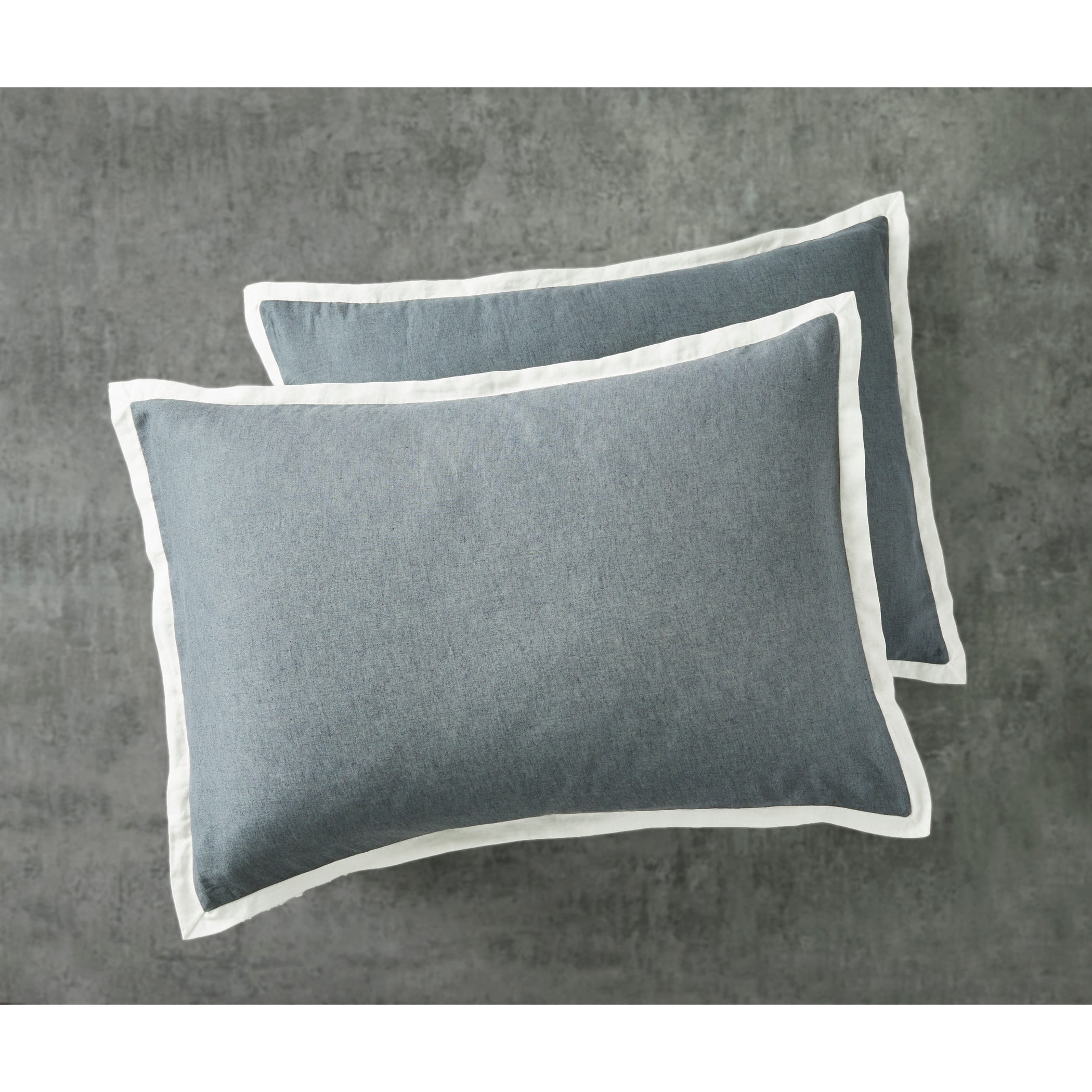 Better Homes & Gardens Solid Color Contrast Border Linen Flange Soot Gray Full/Queen 3-Piece Duvet Cover Set