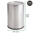 thumbnail image 3 of mDesign Small Round Metal 4.8 Gal. Covered Bathroom Swing Lid Trash Can, Brushed, 3 of 7