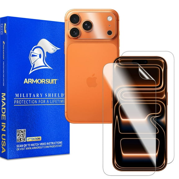 Armorsuit 2 2 Pack MilitaryShield Clear Film Camera Plate   Screen Protector for iPhone 17 Pro Max HD Clear Film - Made in USA