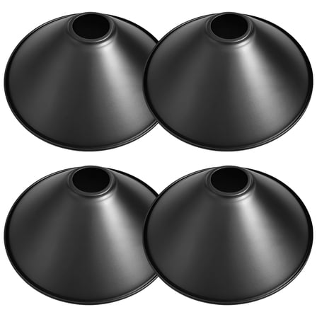 4 Pack Metal Lampshades, Conical Matte Black Pendant Light Cover, Industrial Farmhouse Style Lamp Shade for Kitchen Island, Dining Room, Hallway, Entryway Lighting Fixtures
