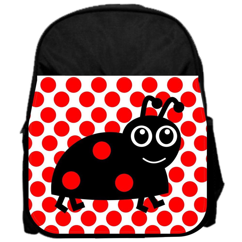 Accessory Avenue Ladybug Pattern 13" x 10" Black Preschool Toddler Children's Backpack
