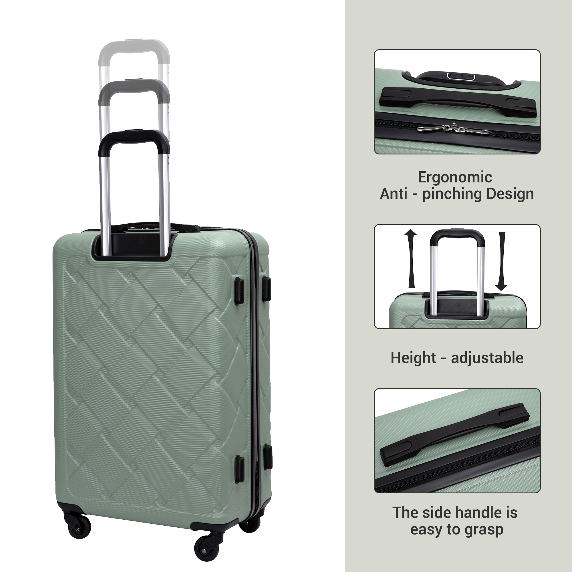 8-Piece Set Hardshell Luggage Sets with Spinner Wheels ABS Suitcase Lightweight Durable Suitcase(20/24/28+portable handbag + 4 pieces storage bag set)