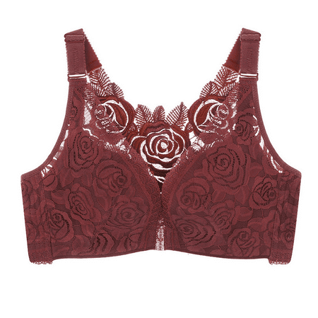 Fulorrnie Bras for Women Plus Size No Underwire Comfort Supportive Front Closure Multiway Full Figure Tie Bra Wine 42B