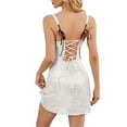 thumbnail image 3 of DHFJKG Women's Party Dress Square Neck Sparkly Sequins Sleeveless Bodycon Sexy Mini Dress Summer Wedding Evening Gown Clubwear Trendy Dresses, 3 of 9