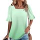 thumbnail image 2 of Blusas de Manga Corta para las Mujeres, Moda Verano Impreso, Blusas de Cuello Redondo, Chaqueta de Manga Corta para las Mujeres, 2 of 7