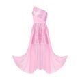 thumbnail image 4 of Hansber Sequin Romper Dress One Shoulder Sleeveless Flower Girls Wedding Party Pageant Gowns Pink 16, 4 of 7