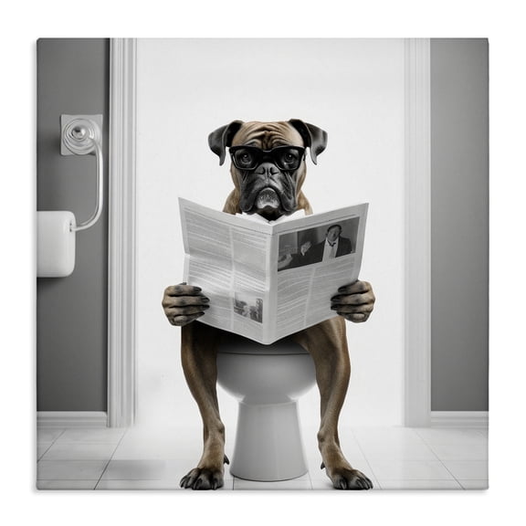 Stupell Industries Traditional Boxer Dog & Newspaper Canvas Art, 30 x 30, by Lazar Studio