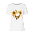 thumbnail image 4 of KIHOUT Nouveau Haut de Mode d'Été pour Femmes 2025, Haut Décontracté à Manches Courtes Imprimé Floral Col Rond Blanc 2TG, 4 of 4