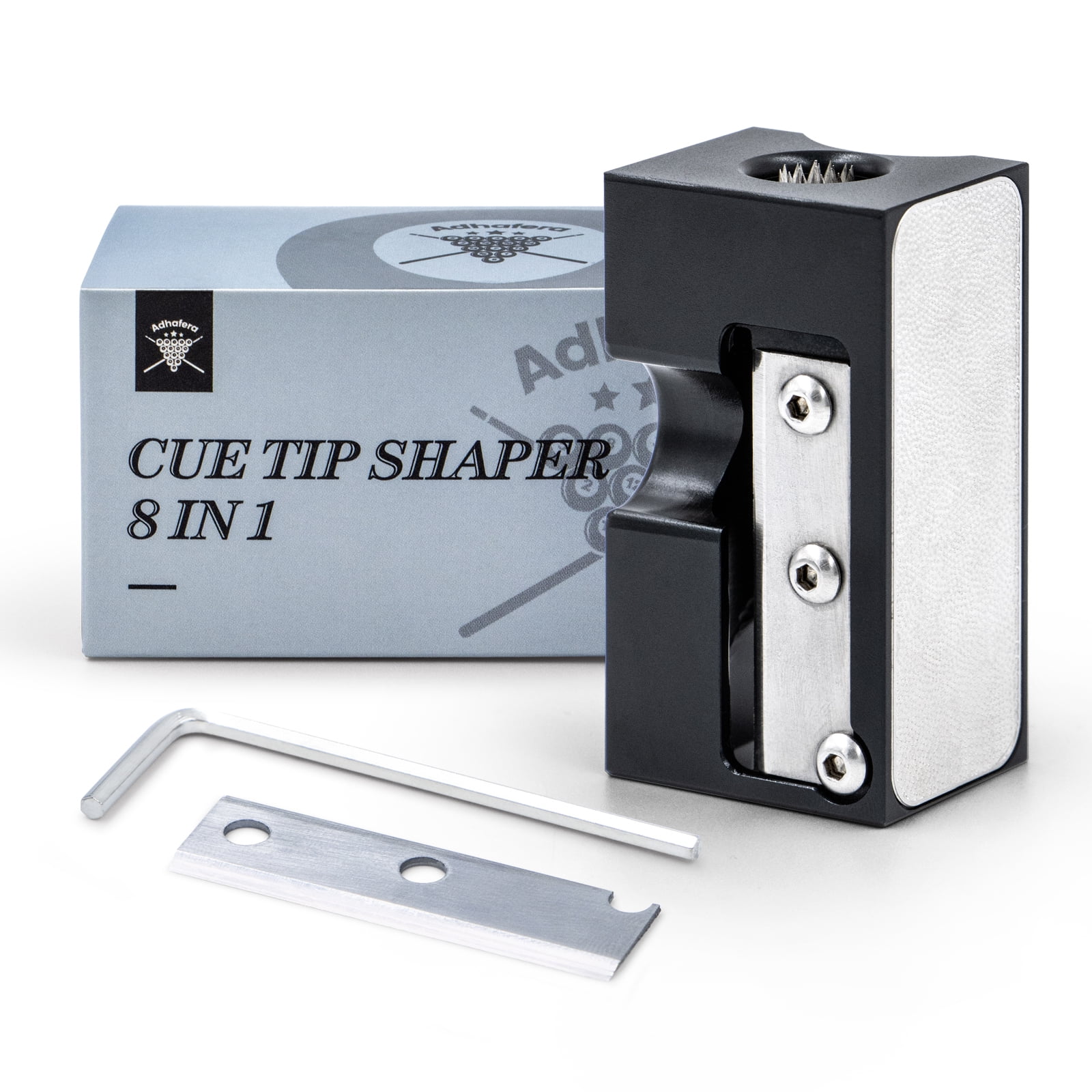 Adhafera Cue Tip Shaper, Upgraded 8 in 1 Aluminu Pool Cue Shaper, Pool