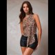 thumbnail image 4 of Top de Tubo con Estampado de Guepardo para Mujer, Top de Fruncido Sin Tirantes y Cuello Halter de Leopardo S, 4 of 9