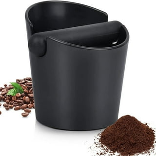 Ludlz Espresso knock box large and coffee grounds container. Stainless  steel espresso machine accessories. Shock-absorbent knock bar with silicone
