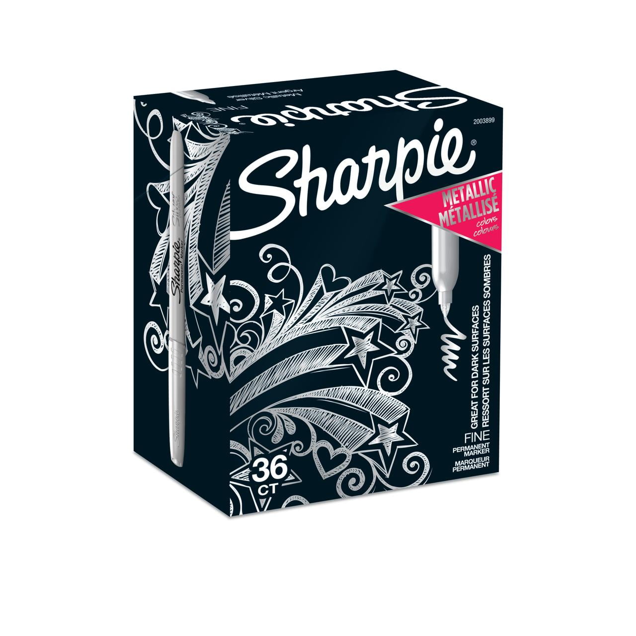 Sharpie Metallic Permanent Markers, Fine Point, Metallic Silver, 36 Count
