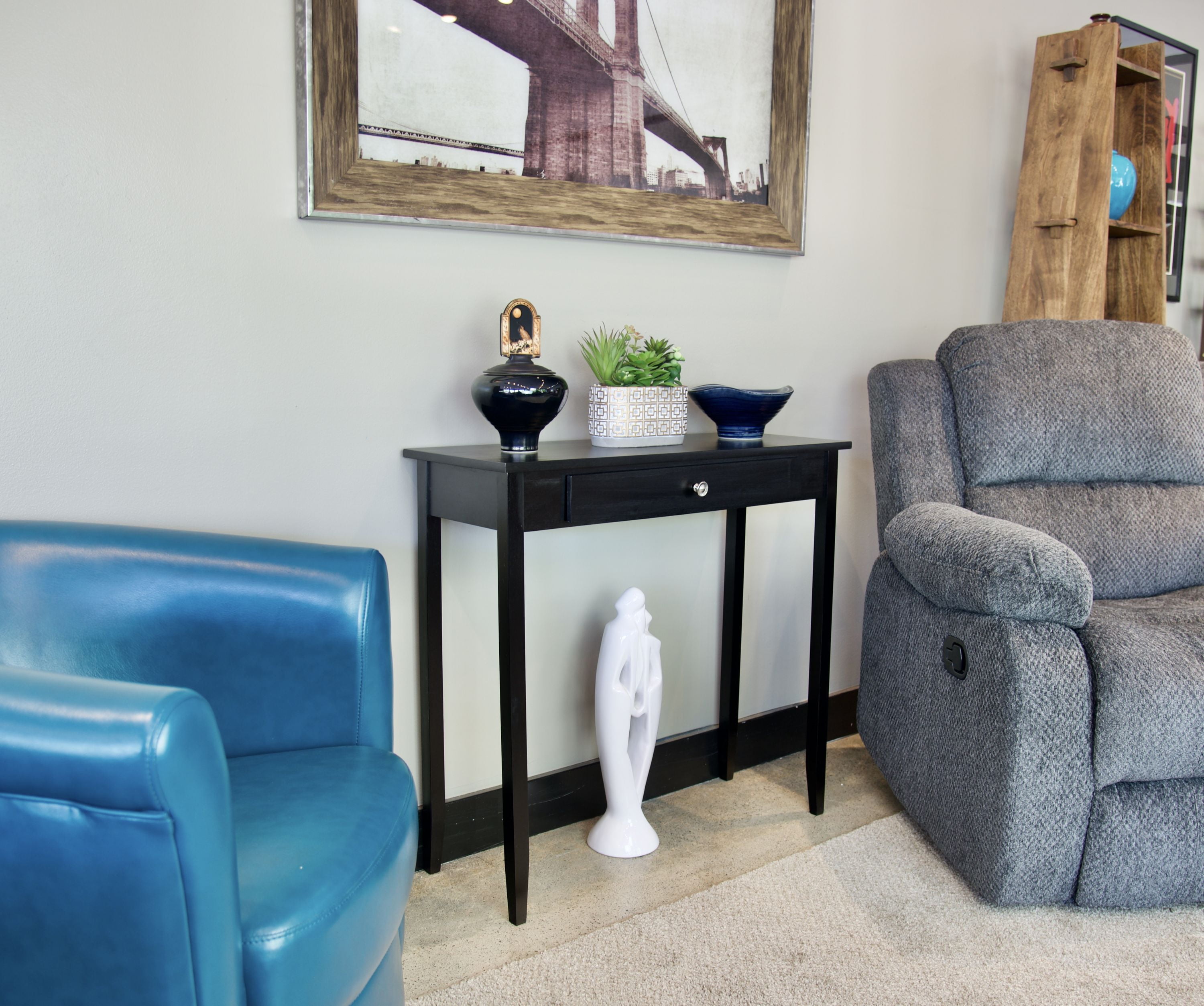 Casual Contemporary Living Modern Acacia Acacia Living Console Table, Black Matte