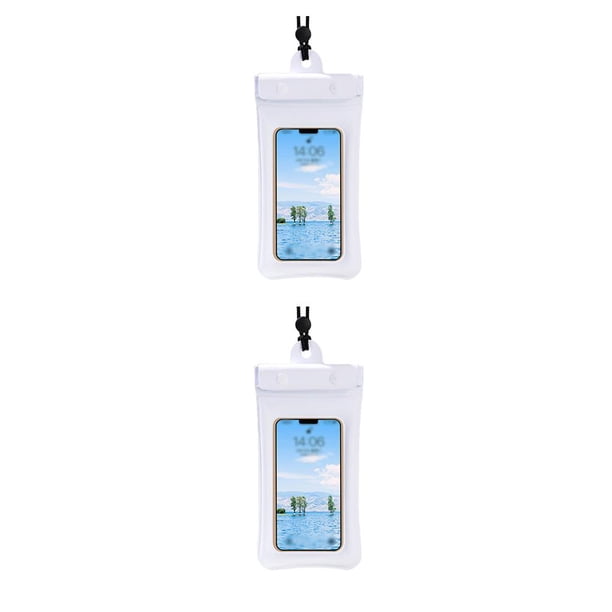 Eigraketly Estuche para teléfono Buceo a prueba de agua Pantalla táctil Natación Teléfono celular Bolsa seca Viaje al aire libre Manos libres Sujetador Blanco 2piezas Eigraketly CBP322359