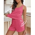 thumbnail image 3 of Conjunto de pijama Ekouaer, camiseta sin mangas y pantalones cortos de punto acanalado para mujer, 3 of 6