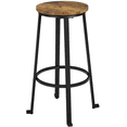 thumbnail image 2 of Topeakmart 2pcs 29.5''H Backless Metal Frame Bar Stools with Round Top, Rustic Brown, 2 of 13