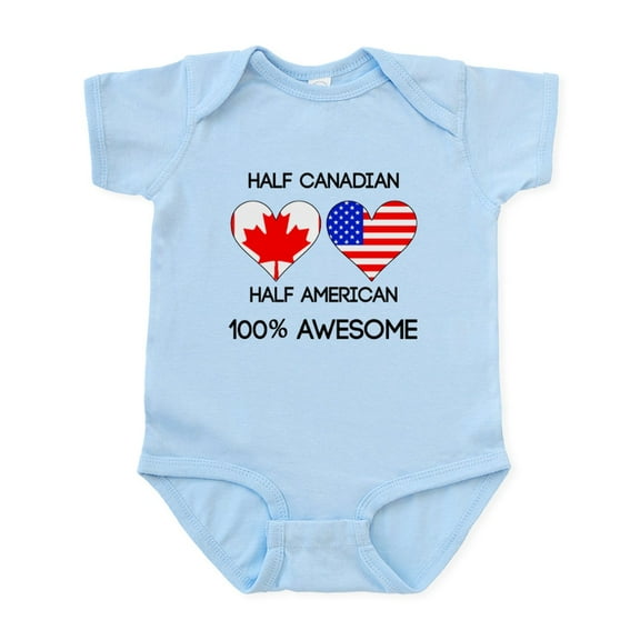 CafePress - Half Canadian Half American Body Suit - Baby Light Bodysuit, Size Newborn - 24 Months