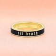 thumbnail image 3 of 4mm Wide Til Death Black White Enamel Band Ring, Personalized Band, Anniversary Wedding Ring, 925 Sterling Silver, Stacking Band, Gift Her, 3 of 3