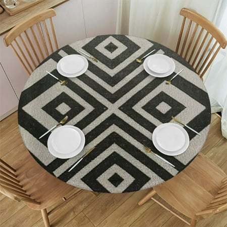 

Orinice Optical Illusion Round Table Cover Stain Resistant Washable Indoor Outdoor Tablecloth Kitchen Dining Wedding Parties Waterproof 100% Polyester Fiber 46-50