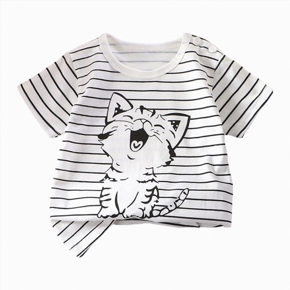 Nwiuh Baby Boys Toddler Dinos,Animals,Cars Short Sleeve Graphic T-Shirts (Black, 12-18 Months)