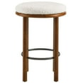 thumbnail image 4 of Counter Stool Chair, Set of 2, Ivory White Walnut, Fabric, Wood, Bar Pub Cafe Bistro Dining Kitchen Hospitality Restaurant, Modern Contemporary HB36721, 4 of 8