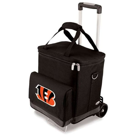 Digital Electric Trolley - Picnic Time Cellar with Trolley, Black Cincinnati Bengals Digital Print