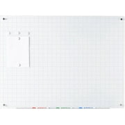 Audio-Visual Direct Magnetic Ultra White Grid Line Glass Dry-Erase Board Set - 4' x 3' - Includes Magnets, Hardware & Marker Tray