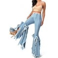 thumbnail image 4 of Purple Candy Womens Juniors Unique Rave Denim High Rise Flares (Small, Light Blue), 4 of 5