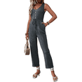thumbnail image 2 of Elegantes de Verano para Mujer, Sin Mangas, con Cuello en U, Informales, de Pierna y Pantalones Largos 2025, Gris Oscuro, Talla S, 2 of 9