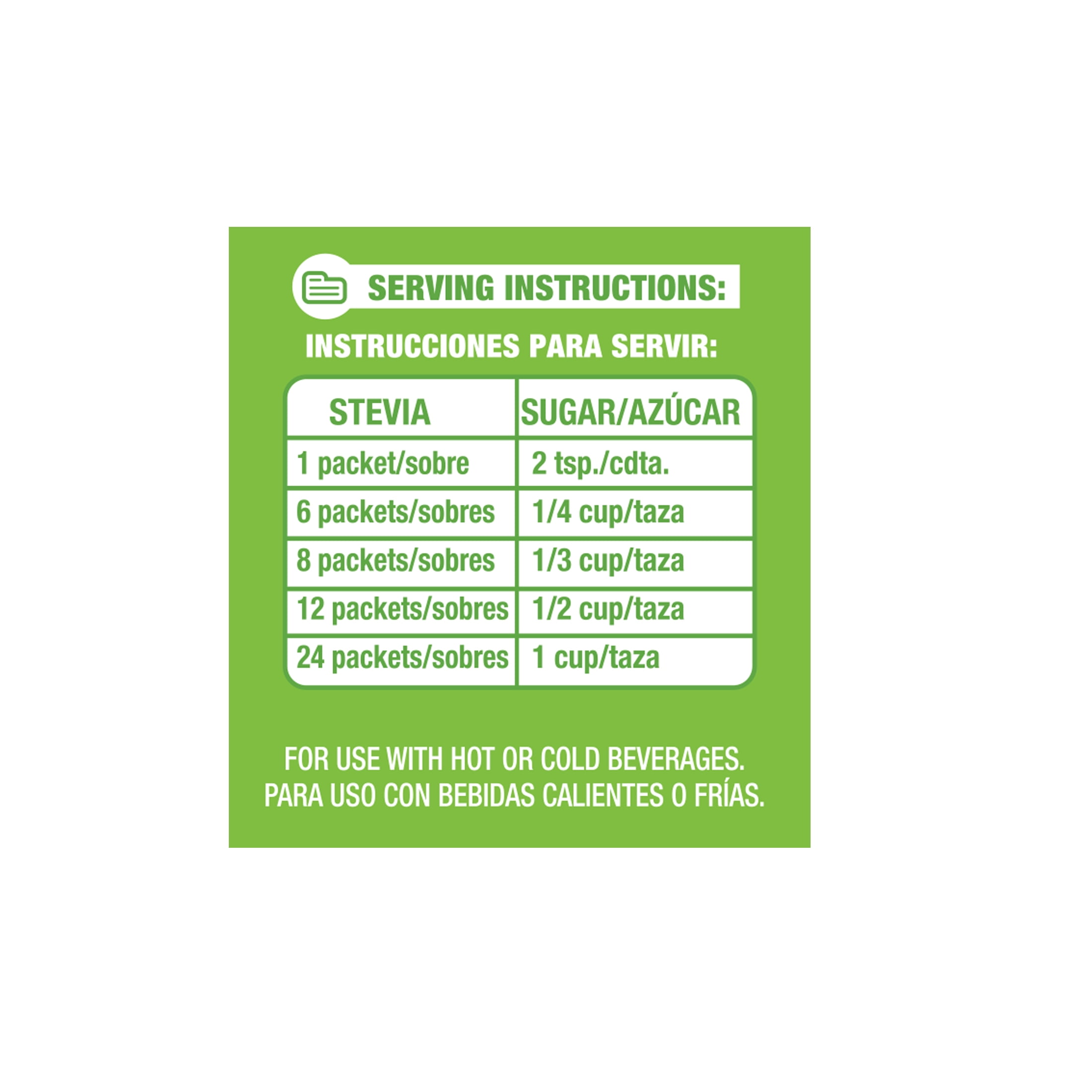 Great Value No Calorie Stevia, Sweetener Blend with Stevia Extract, 100 Packets, Carton Box