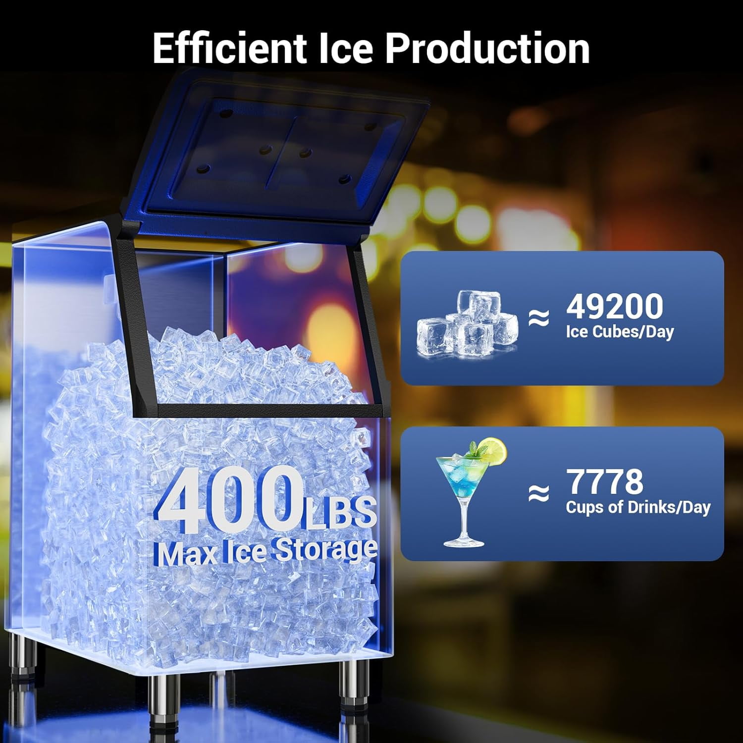Industrial Stainless Steel Ice Maker - 580LBS/24H Production, 132 Cubes in 5-15 Mins, 12 Adjustable Thickness Settings for Hotel & Restaurant Use
