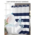 thumbnail image 4 of No Hook Cloth Fabric Shower Curtain with Snap in Liner, Navy Blue Striped Waterproof Shower Curtains Set with See Through Top Window, Blue Anchor Nautical Farmhouse Bath Curtains Shower 72"x84", 4 of 6