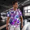 thumbnail image 3 of Wukai Flying Butterflies Print Men's Short-Sleeved Mesh T-Shirt,Quick-Dry Short Sleeve Workout T-Shirt-4X-Large, 3 of 8