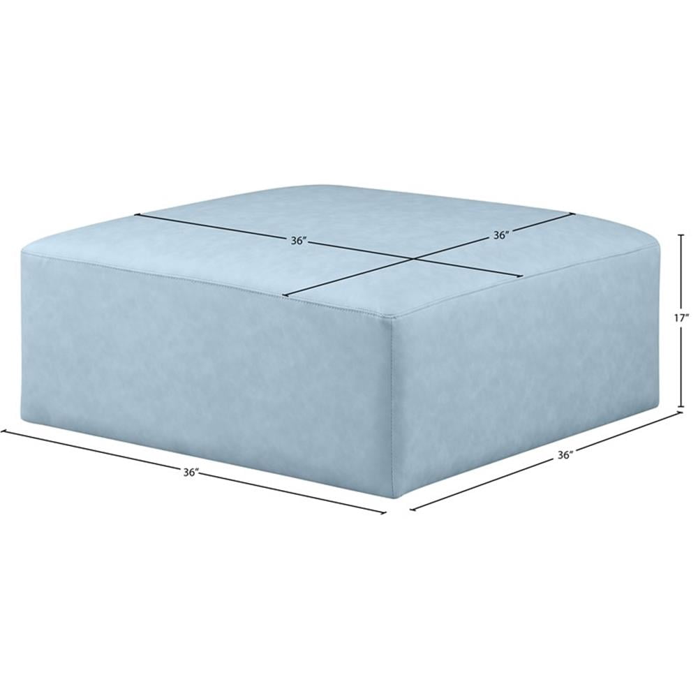 Meridian Furniture Cube Light Blue Vegan Leather Ottoman