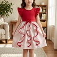 thumbnail image 2 of RMGVDSD Girls Summer Dresses Girls Party Dress With Bow Ruffle Sleeves Princess Birthday Dresses Kids Formal Sundress Gown Holiday Celebration 5-6 Years, 2 of 7