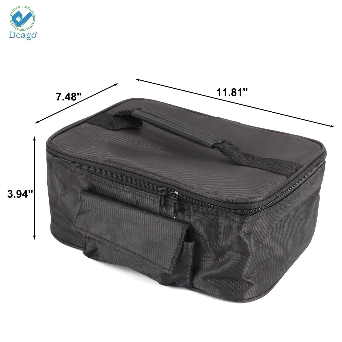 Deago 12V Portable Electric Food Warmer Heating Lunch Box Bag Mini Oven Container for Car (Black)