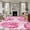 Pink, variant on Round Rugs 5Ft, Blue Palm Leaves Round Area Rug Washable Indoor Throw Carpet, Farmhouse Summer Beige Tropical Plants Soft Non Slip Circle Rug for Cabinet Bathroom Home Decor Aesthetic