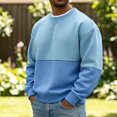 thumbnail image 2 of Iroehba Men's Sweatshirts Color-block Crew Neck Relaxed Cut Drop Shoulder Long Sleeve Pullover Top, Clean Versatile Stylish Practical Daily Outfit, 2 of 5