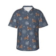 thumbnail image 2 of Xecao Squirrel And Snowflakes print Hawaiian shirt - a stylish short-sleeve button-down for men, perfect for casual beach and tropical outings., 2 of 9